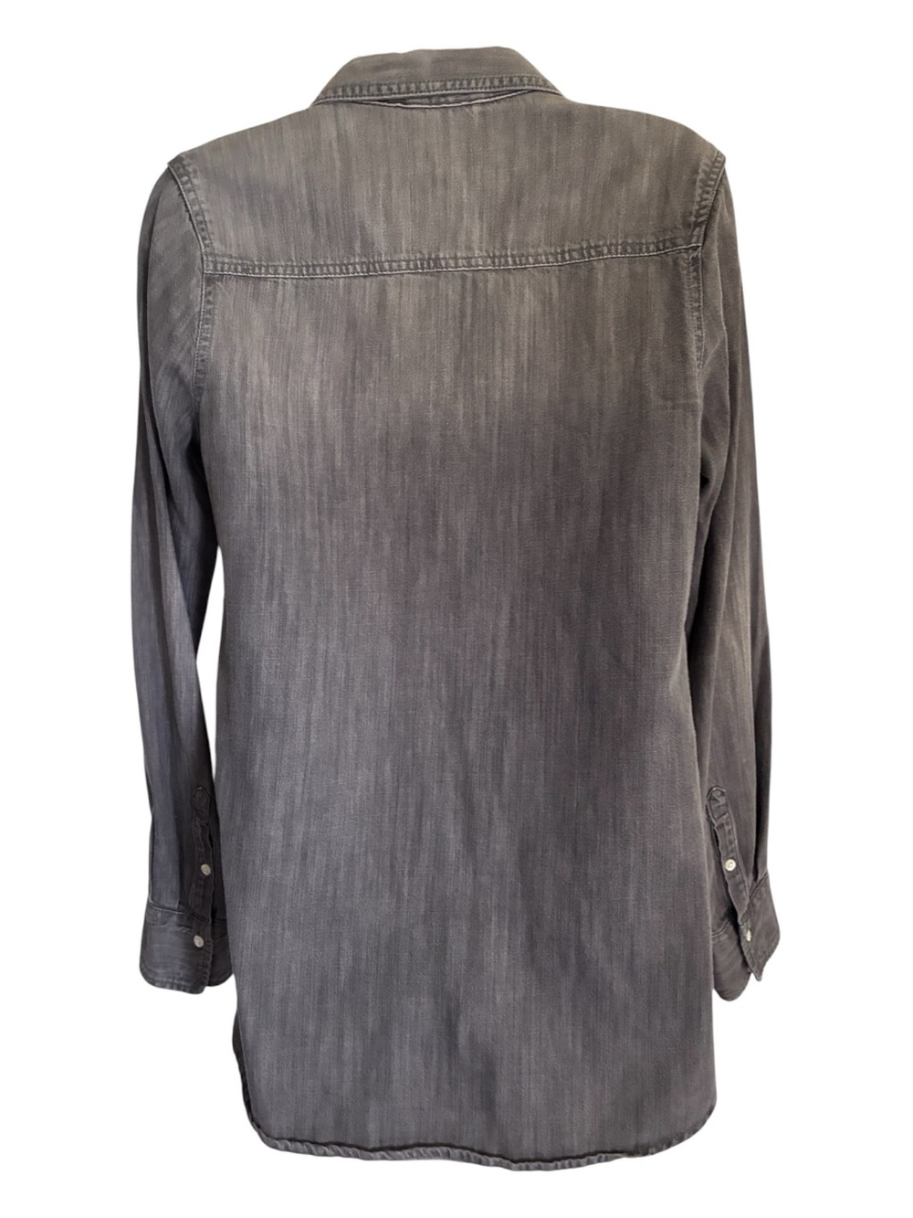 Grunge Utilitarian Skater Indie Washed Gray Long-Sleeve Button Down Shirt Sz M - Picture 5 of 7